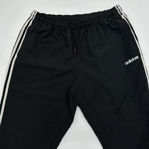 Adidas Windbreaker Track Pants Mens 2XL XXL Tapered Ankle Zip Black White Jogger
